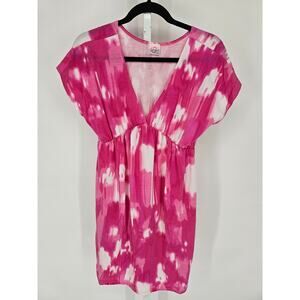Vtg B Sport Maternity Womens Sz M Mini Dress Pink White Tie Dye